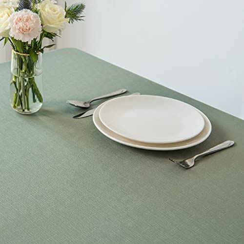 maxmill Faux Linen Textured Rectangle Tablecloth Water Resistant Wrinkle Free Spill-Proof, Soft Table Cloth for Dining Room Decoration, Banquet Parties Event Holiday Dinner, 60 x 84 Inch Sage Green - Thumbnail 3