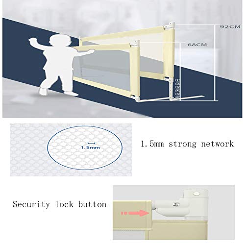 Rieles de cama anticaída con deflector universal y barrera protectora de 2m 5