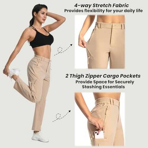 Womens Cargo Hiking Pants - Travel Lightweight Water Resistant 4 Pockets Casual Quick Dry Athletic Climbing Pants4