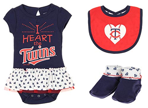 Outerstuff MLB Newborn Girls Play with Heart 2pack Creeper Set, Minnesota Twins 0-3 Months