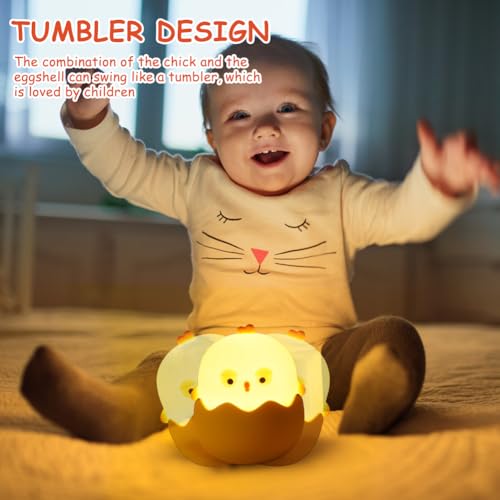 URAQT Eggshell Night Light, Portable LED Baby Night Light Kids Table Lamp - Image 3