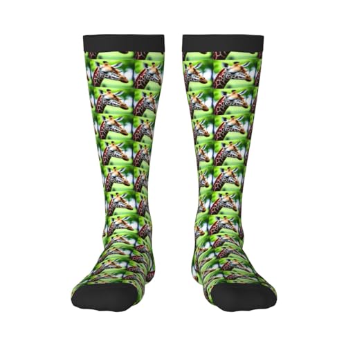 Cartoon Giraffe print Clash of colours long socks, sports running cycle long socks, comfort long socks