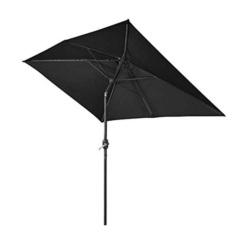 Aquariss Outdoor Patio Garden Parasol 3x2m Sun Shade Umbrella Canopy w/Crank Tilt UV protection - Black