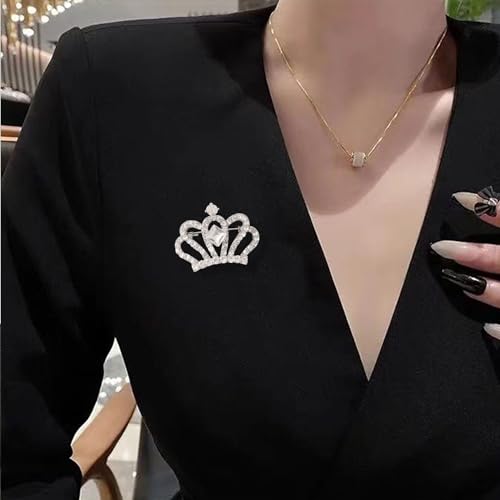 Image of GBAHFY Crystal Rhinestone Princess Queen Crown Brooch Pin for Women - Tiara for Wedding Party Banquet Birthday
