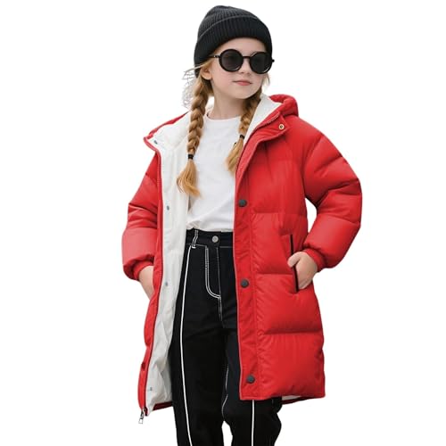 nhApmj Winter Coats for Girls Oversized Full Zip Button Down Quilted Down Jackets with Hood Fall Fashion Warm Solid Heavyweight Long Puffer Jackets