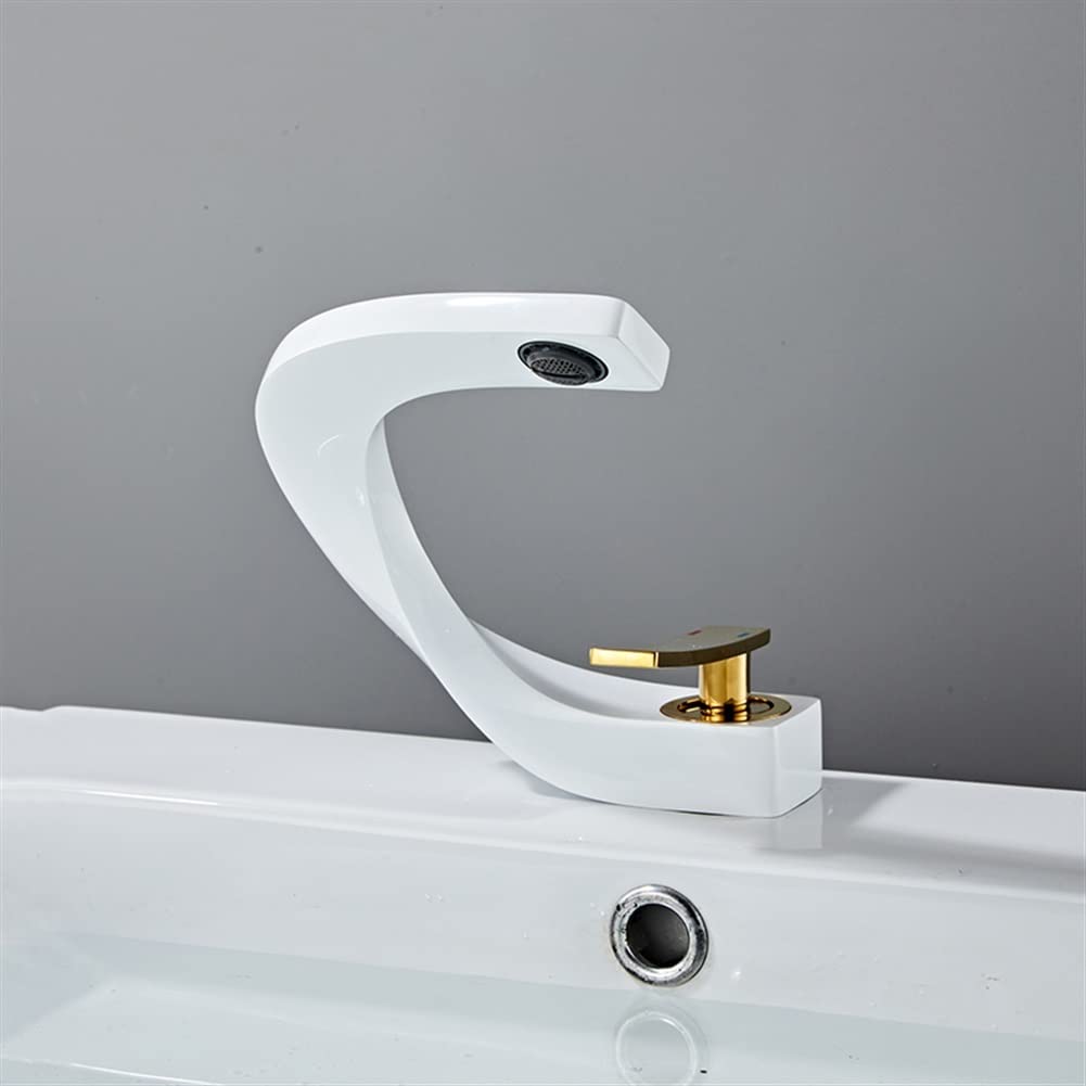 Robinet de lavabo de salle de bain, mitigeur eau chaude froide design noir mat et or