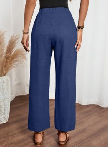 Image of Acelitt Women Casual Lightweight Drawstring Elastic Waist Pants with Pockets, S-XXL