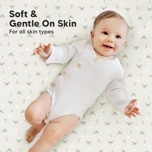 Image of 2-Pack Mini Crib Sheets Fitted - 38x26 Pack N Play Sheets for Pack and Play Mattress, Organic Cotton, Soft & Breathable Playard Bedding, Neutral Mini Toddler Bed Cover for Boys, Girls (Marine Muse)