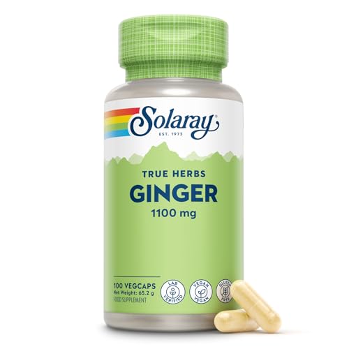 Solaray Ginger Root 1100 mg – 100 Vegan Capsules | High Strength Whole Root Extract | Natural Daily Wellness Support | Gentle, Non-GMO, Magnesium Stearate Free | Lab Verified