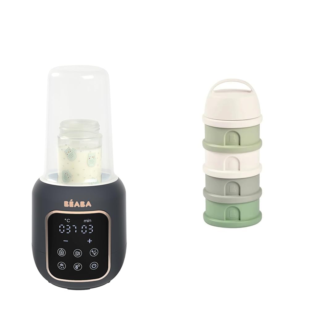 BÉABA, 1 Chauffe-Biberon/Stérilisateur et 1 Boite Doseuse, Chauffe Lait Multifonctions : 5 Modes, Bain-Marie, Chauffe Petit Pots, Décongelation, Mode Rapide, Mode Stérilisation, Multi Milk