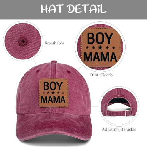 Image of Mother Mama Mom Hat for Women Leather Patch Baseball Mom Trucker Cap Gifts for Mothers Day Birthday