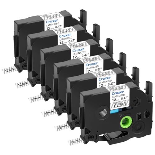 Cruxer 6�p�b�N �����p P-Touch TZe-M31 TZ-M31 12mm 0.47�C���` �u���b�N�e�L�X�g �������~�l�[�g�e�[�v Ptouch PT-D200 D210 D400 PT-D450 PT-D600 PT-H100 PT-1230