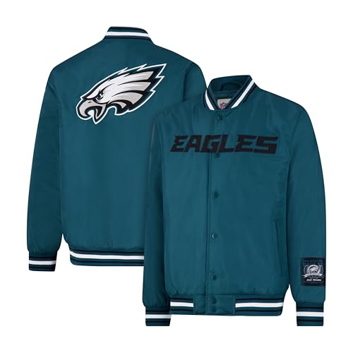 Ultra Game Adults NFL Official Smashing Records Satin Jacket Philadelphia Eagles Team Color Medium