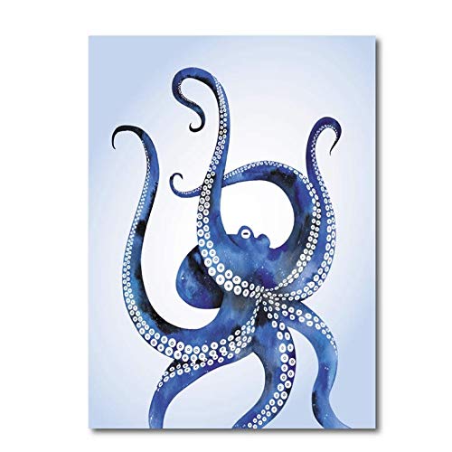 Océan Animal Moderne Pieuvre Toile Art Peinture Murale Design Contemporain 50x70cm
