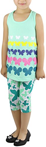 Image of ToBeInStyle Girl's Sleeveless Tank Top & Leggings 2 Piece Outfit Casual Dress Style Set