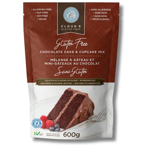 Cloud 9 Gluten Free Chocolate Cake Mix, 600g, Cupcake Mix, Easy to Bake, Perfect for Gluten Free Cakes and Desserts, Vegan & Kosher