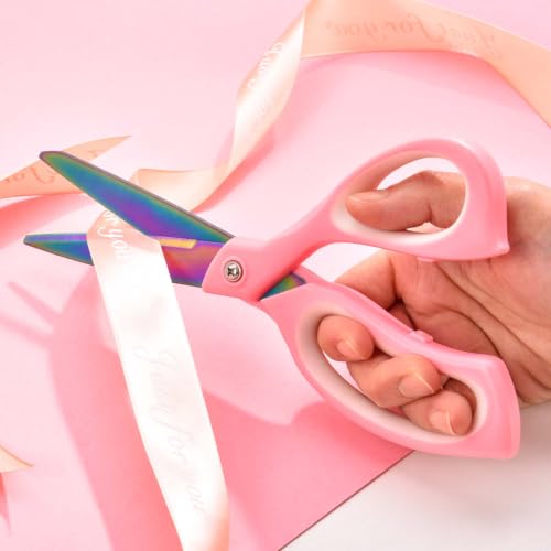 SCAIKTIG 8.5" Heavy Duty Scissors All Purpose for Office School Crafts Sewing Fabric, 2-Pack, Sharp 2.5mm Titanium Blades, Pink Comfort Grip Handles, Teacher Desk & Classroom Supplies/Must-Have - Image 9