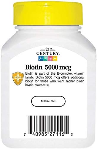 21st Century Biotin 5000 mcg Capsules,2 Count