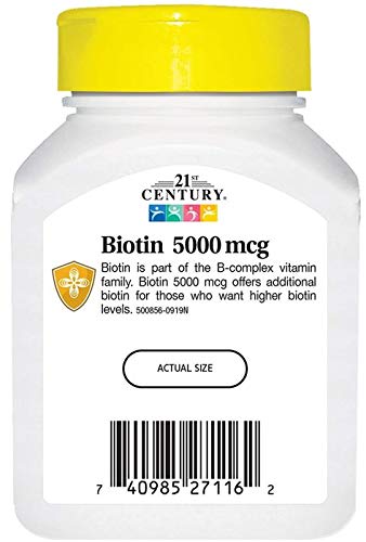 21st Century Biotin 5000 mcg Capsules,2 Count - Thumbnail 2