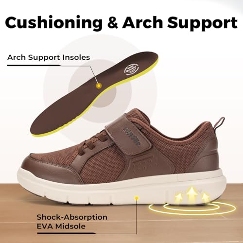 Image of FitVille Wide Diabetic Walking Shoes for Men, Lightweight Non-Slip Breathable Casual Shoes for Swollen Feet for Standing All Day