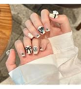 NLSJMP handmade nails press on Salon Quality false nails Reusable short square matte white big rh...