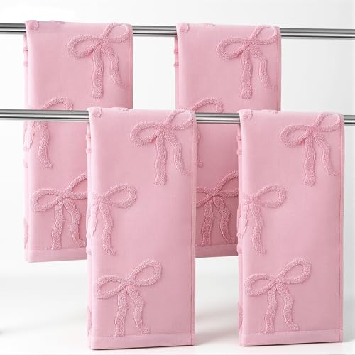 Hpmjz 4pcs Pink Hand Towels for Bathroom Bath Decor Bow Hand Towels...
