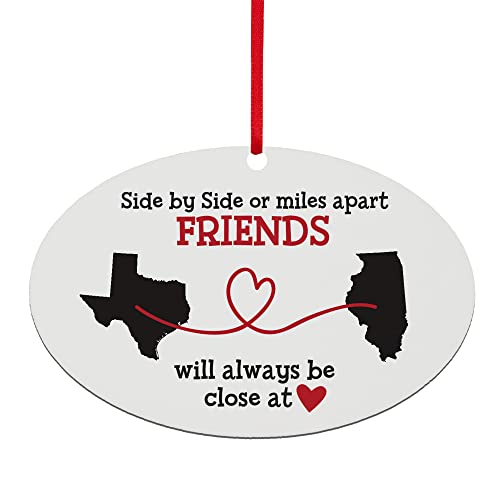 Let's Make Memories - Personalized Christmas Ornament for Distant Friends and Family - Custom 2024 Ornament for Those Miles Apart, Close at Heart - Any Two States - Oval
