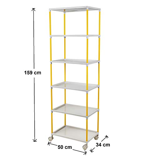 Image of Little One's Multipurpose 6 Plastic Shelf Storage Rack /Shoe Rack with Wheels, ISI Certifed, (Unbreakable Material), Tray 6
