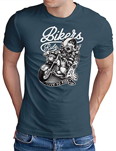 T-shirt Motorbike MC Club OM3 le vêtement moto grande taille bleu confortable