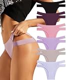 Knowyou Seamless Underwear for Women Sexy Bikini Panties No Show High Cut Hipster Stretch Straps Cheeky Panty for Ladies 6 Pack-A-M