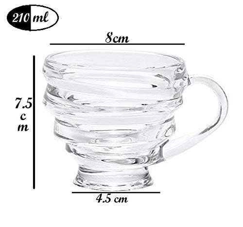Image of Premium Glass Tea & Coffee Cups Set of 6, 210 ML Transparent Glass Mug with Handle for Coffee,Green Tea, Hot & Cold Beverages, Stylish Clear Drinking Cups for Home Kitchen Cafe (CTZ - 27)