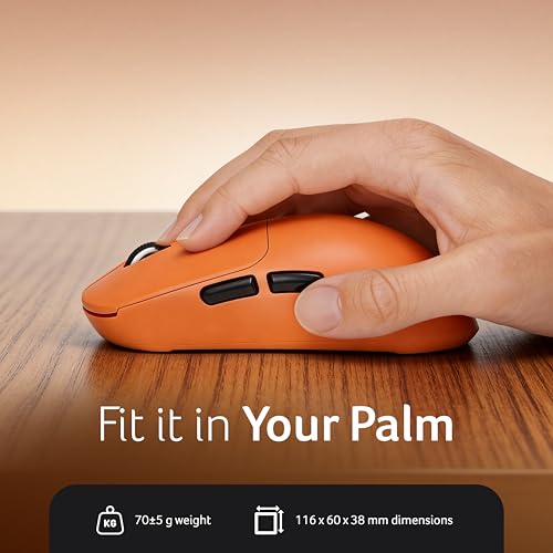 Image of Acer PopGo Wireless Mouse | 2.4G + BT5.4 Dual Mode | 500mAh Rechargeable Battery | Adjustable DPI up to 6400 | Silent Click | 6 Buttons+Scroll Wheel | 10m Range | Windows & Mac Compatible - Orange