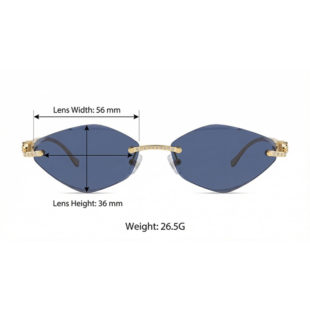 Gafas de sol punk sin montura para hombre, de lujo, con montura metálica, protección UV400.