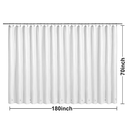 Image of Barossa Design Clawfoot Tub Shower Curtain with 12 Magnets - 36 Metal Hooks Included, 180 inch W x 70 inch H Wrap Around, Waterproof PEVA Shower Liner for Bathroom, PVC Free, Metal Grommets - White, 180x70