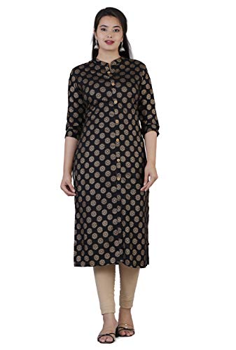 Image of Women's Rayon Straight Kurta (GF-014 Black S)