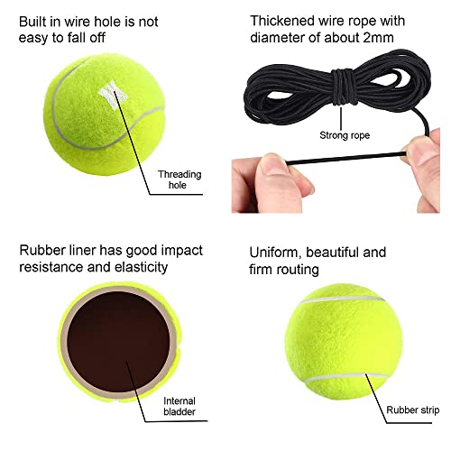 LIYUANBAIHUO 3 Pcs Tennis Training Balls with String, Tennis Trainer Replacement Tool, Ideal for Indoor and Outdoor Practice (Black)