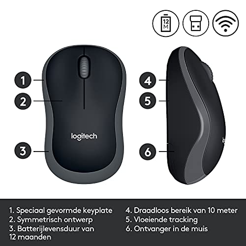 Logitech M185 draadloze muis, 2,4 GHz met USB-mini-ontvanger, batterijduur van 12 maanden, 1000 DPI optische tracking… - Afbeelding 7