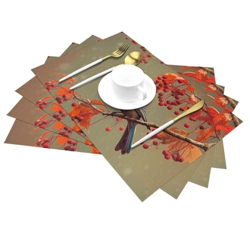 Set de table antidérapant PVC anti-tache oiseaux d'automne protège table