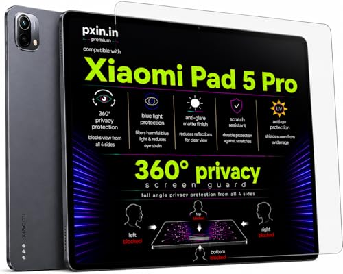 Image of Pxin 360 Pro Privacy Screen guard compatible with Xiaomi Pad 5 Pro | Anti Glare | Anti UV | Anti Blue | Anti Reflection | Privacy Filter | Unbreakable Build