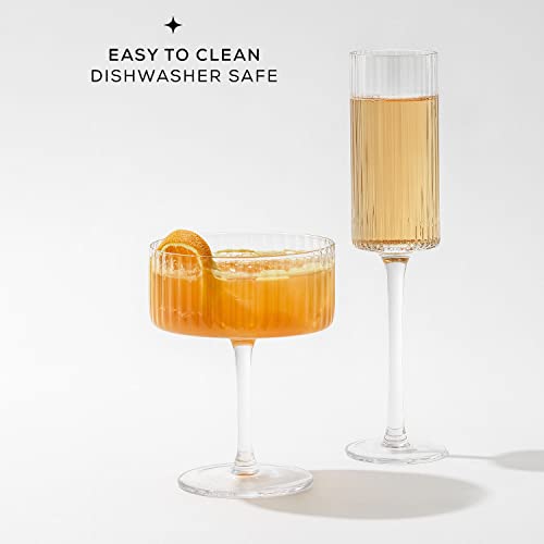 Joyjolt JG10302 Elle 6Oz Champagne Glasses. Vintage Style Unique Drinking Mimosa Glasses thumb #4