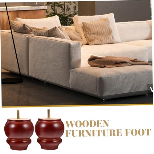 Patas de madera maciza UKCOCO marrones de 2 piezas para elevar sofás y mesas de hogar 4