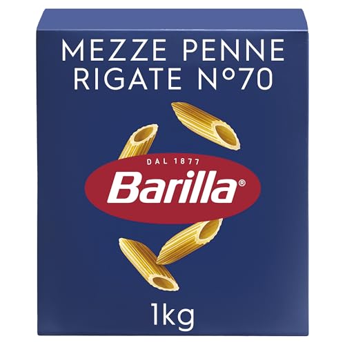 Barilla Pasta Mezze Penne Rigate N. 70, Pasta Corta di Semola di Grano Duro, Forma Corposa e Spessore Equilibrato, 1 kg