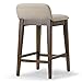 Glamour Home Set of 2 Atia Dark Brown Rubberwood Counter Stool with Low Back Fabric Seat