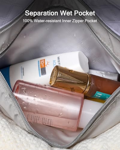 Large Beach Bag for Women, Water Resistant Sandproof Zipper Beach Tote Bag with Wet Pocket4