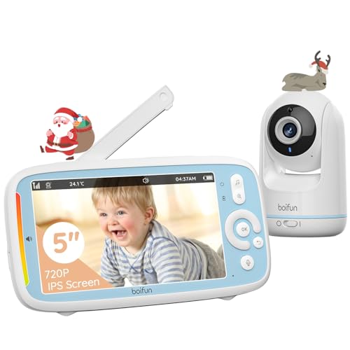 Baby Monitor Video BOIFUN - Schermo 5" IPS, Visione Notturna, 360°, Batteria 3050mAh, Senza Wi-Fi - Foto 6
