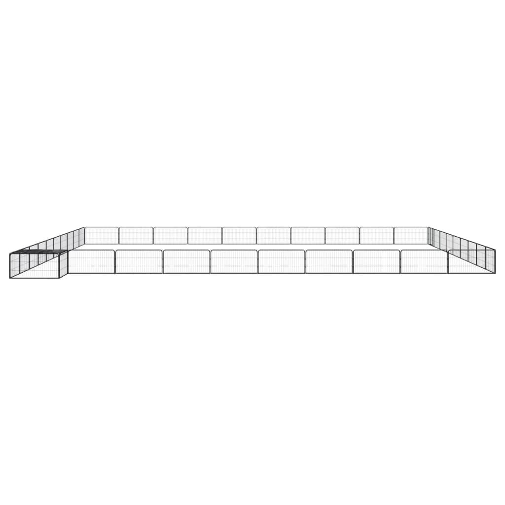 40-TLG. Parque para perros negro de acero con recubrimiento en polvo, paneles de 100 x 50 cm, techo de polietileno, perrera, caño para perros, recinto para perros y cachorros, seguro para
