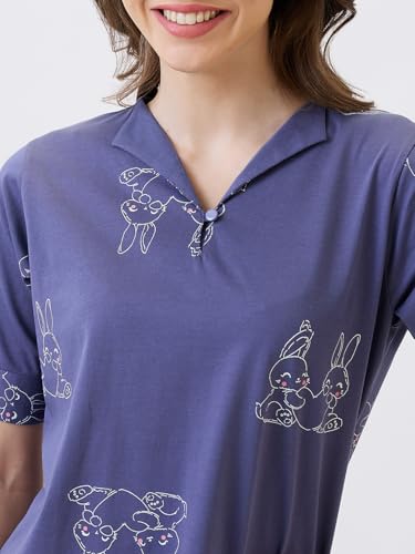 Image of AV2 Women's Cotton Printed Round Neck Short Sleeve Nightsuit Set | Pajama Set | Casual Night Dress for Women- 2887