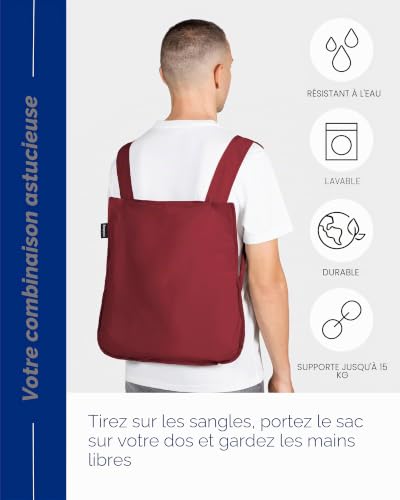 Sac à dos transformable bordeaux pliable imperméable Notabag 2 en 1 - 4