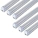 HOLDWILL 6 Pack T8 Led 4FT 40W Integrated V Shaped Shop Light Fixture,Linkable White Daylight 6000k Garage Lights, Indoor Tube Lights for Workshop with On/Off Switch Cable Clear Cover