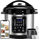 Aigostar Pentola a Pressione Elettrica 6L 1000W, 18 Programmi Automatici, 3 Livelli di Pressione Regolabili, 24H Timer, Funzione Mantieni Caldo, Display LED, Interno Antiaderente, Nero